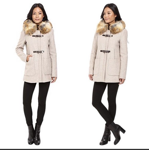 Calvin Klein Fur Trimmed Toggle Coat In 
