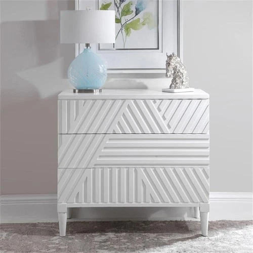 Uttermost Colby Contemporary MDF and Wood Drawer Chest in White - Picture 9 of 13
