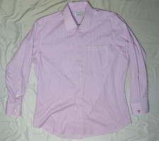 MONTAJ TAILORS VINTAGE MENS SHIRT HAND TAILORED HONG KONG PINK FUSCIA STRIPE