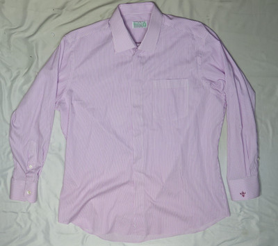 MONTAJ TAILORS VINTAGE MENS SHIRT HAND TAILORED HONG KONG PINK FUSCIA STRIPE