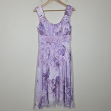 Vtg Y2K Lavender Purple Floral Midi Dress 8 Fairy Cottagecore Whimsical Dainty