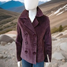 Wallacesacks Ladies Pig Split Leather Jacket In Purple Size UK 12
