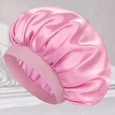 silk night sleep cap hair bonnet women Pink, Lightweight , Comfortable