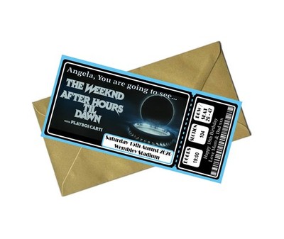 The Weeknd Tour Konzert personalisiert Überraschung Geschenk enthüllen Ticket The Weekend