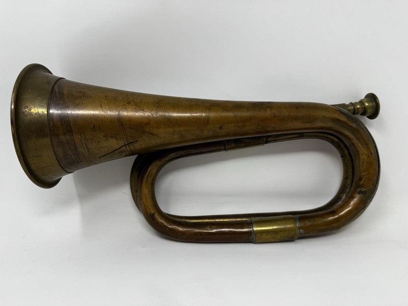 Vintage Brass Copper Bugle Signal Horn Hunting Military Style 12” Patina