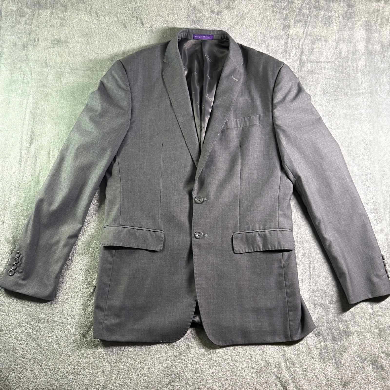 Vinci Blazer 42L Gray Modern Fit Sport Coat Designed in Italy