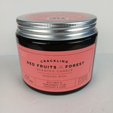 Trader Joe&rsquo;s Crackling Red Fruits in the Forest Candle 11.28oz Wooden Wick