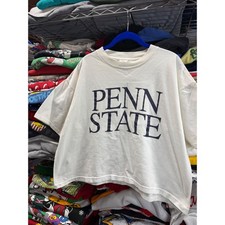 Vintage Murina Penn State T Shirt OSFA White Made in USA Nittany Lions Boxy Tee