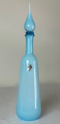 Toscany Light Blue Cased Glass Decanter Italy