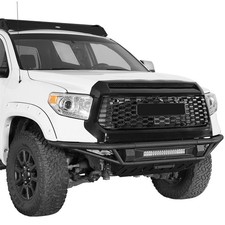 Tube Front Bumper For 2014-2021 Toyota Tundra Wskid Plate 120w Led Light Bar