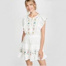 LoveShackFancy Romy Porter Dress Small Ivory Floral Mini Dress