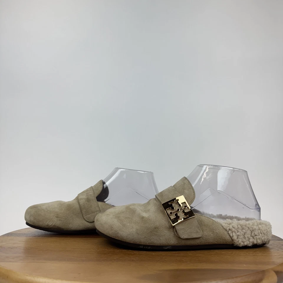 Zapatillas para mujer Tory Burch Mellow Mule beige gamuza imitación piel de oveja forradas talla 6 M Foto 2 de 4