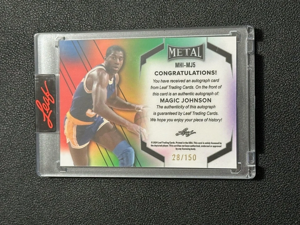 MAGIC JOHNSON 2024 LEAF METAL INSCRIPTION BIRD VS MAGIC ON CARD AUTO 28/150 - Image 2 of 2