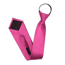 Zipper Neck Ties for Men, Adjustable Pre-tied Mens Tie Solid Color Rose Red