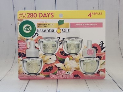 Air Wick Scented Oil Refills, Vanilla & Pink Papaya, 4 Refills, 2.69 fl oz