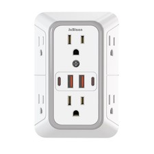US Plug Power Strip 6 AC Outlets 4 USB Ports 2 Type-C Fast Charging