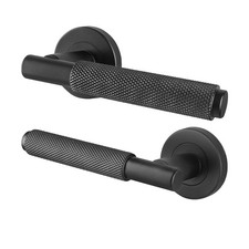 Door Handles Turned Knurled Black Internal Lever Matt Black Pack Door Set / Kits