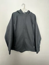 Swiss Tech Men’s  Gray Full-Zip Waffle Knit Fleece Hoodie Sweatshirt Sz Large