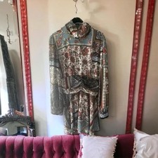 Boohoo Floral Paisley Patchwork Mini Dress Cowl Neck Boho Cottagecore Festival