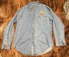 Vintage 90s Enzo Denim Shiner Beer Shirt XL Made in USA Promo Embroidered NWOT