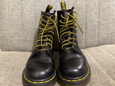 Dr. Martens Men s Black Combat Ankle Boots Lace-Up Round Toe Yellow Stitch