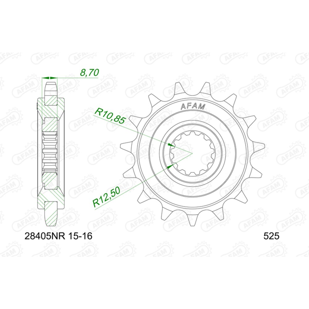 Free Shipping Afam Steel Anti-Noise Rubber Pignon 28405NR-525 For Motorcycle