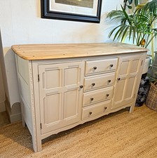 Ercol Sideboard Wood Top Elm Mcm Painted Large Solid Vintage