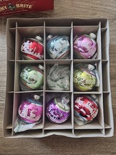 Christopher Radko Shiny Brite 2022 Box Of 8 Glass Christmas Ornaments Flocked