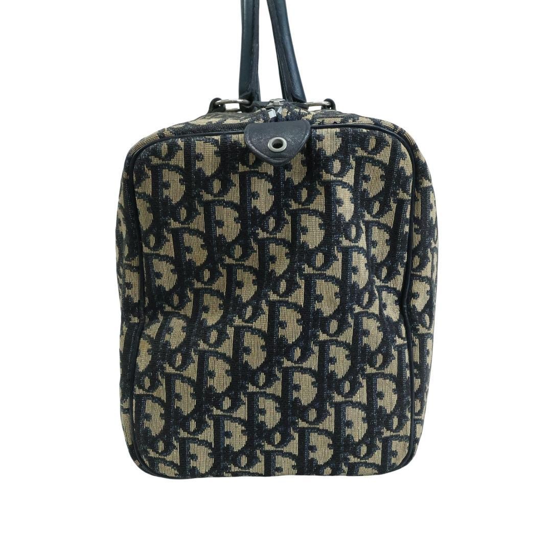 Christian Dior Mini Boston Handbag Canvas Leather Navy Beige Authentic thumbnail 4