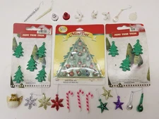 Mini Feather Tree Christmas Ornaments Assorted Lot Plastic 45ct D4734