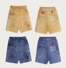 A BATHING APE Men's FAKE PRINT RELAXED FIT SWEAT SHORTS 1M20153001 b