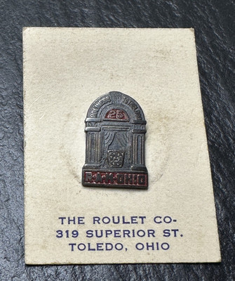 VINTAGE ROYAL ARCH MASONS OHIO 25 STERLING SCREW BACK PIN ON ORIGINAL CARD M668