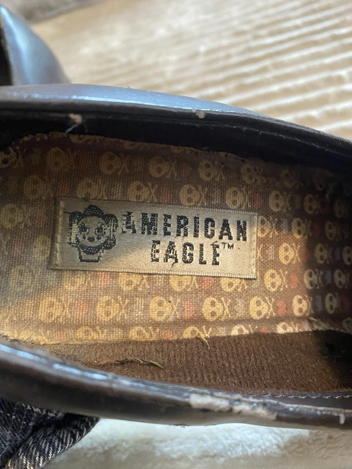 Винтажные черные кожаные мокасины на платформе American Eagle размер 9 - Изображение 3 из 3