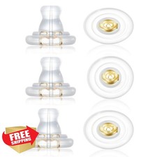 18K Gold Silicone Earring Backs Locking Secure Hypoallergenic Clear Replacements