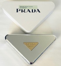 Autentica borsa pochette Prada Silver Beauty custodia borsetta 7x9x2" non disponibile negli Stati Uniti