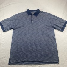 Ben Hogan Men's Performance Stripe Polo Golf Shirt Blue L Cotton Classic Preppy