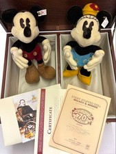 Steiff Disney Mickey Minnie Mouse Plush Doll Set Limited Anniversary Wooden Box