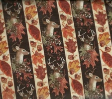 Country Fields wildlife autumn leaves deer stripe Blue Hill  fabric