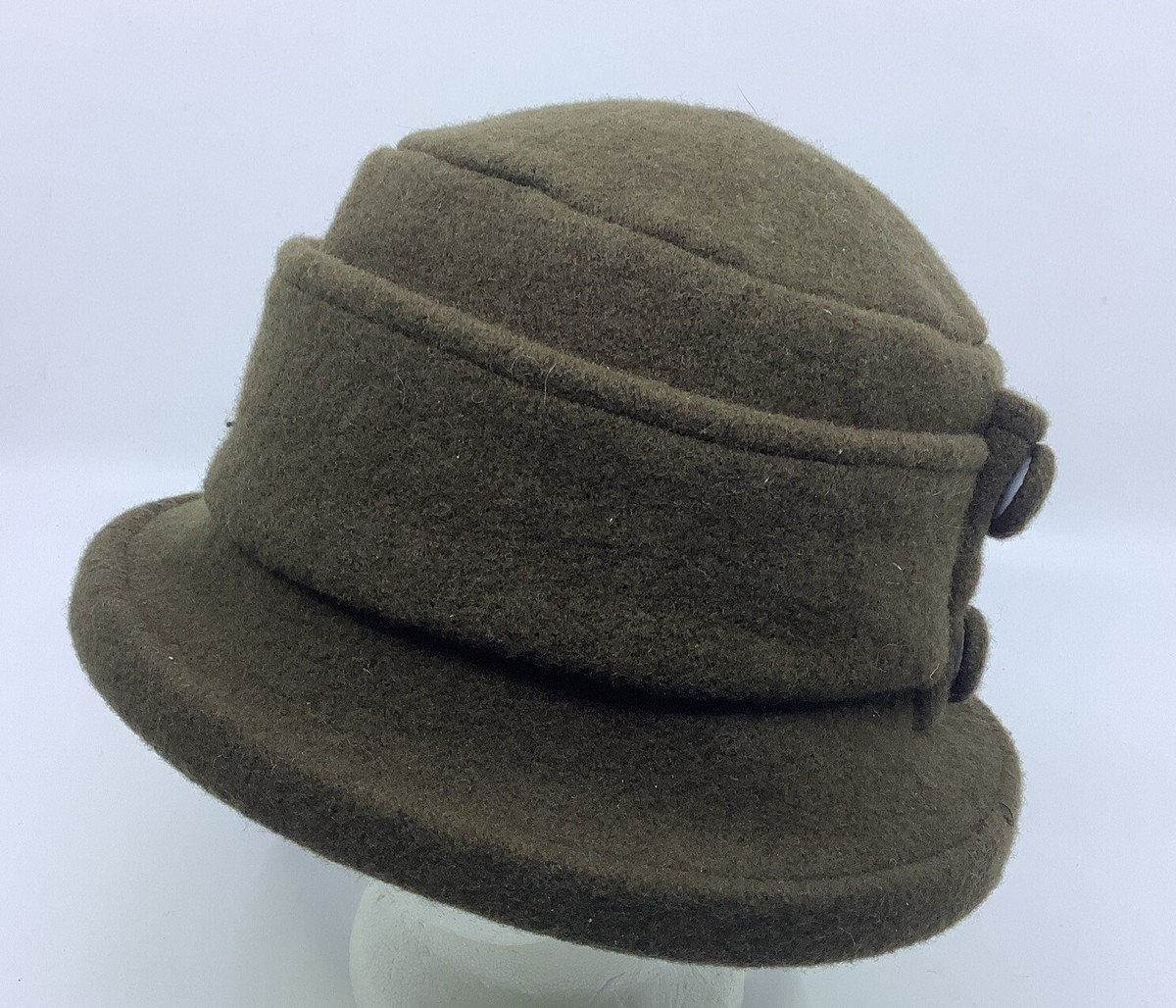 Shihreen Wool Cloche Hat Vintage Style Vintage Shihreen Boiled Wool Bucket Hat Rust Wine Color  main image 4