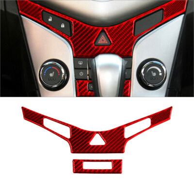 For Chevrolet Cruze Red Carbon Fiber Interior Climate Console Frame Cover Trim