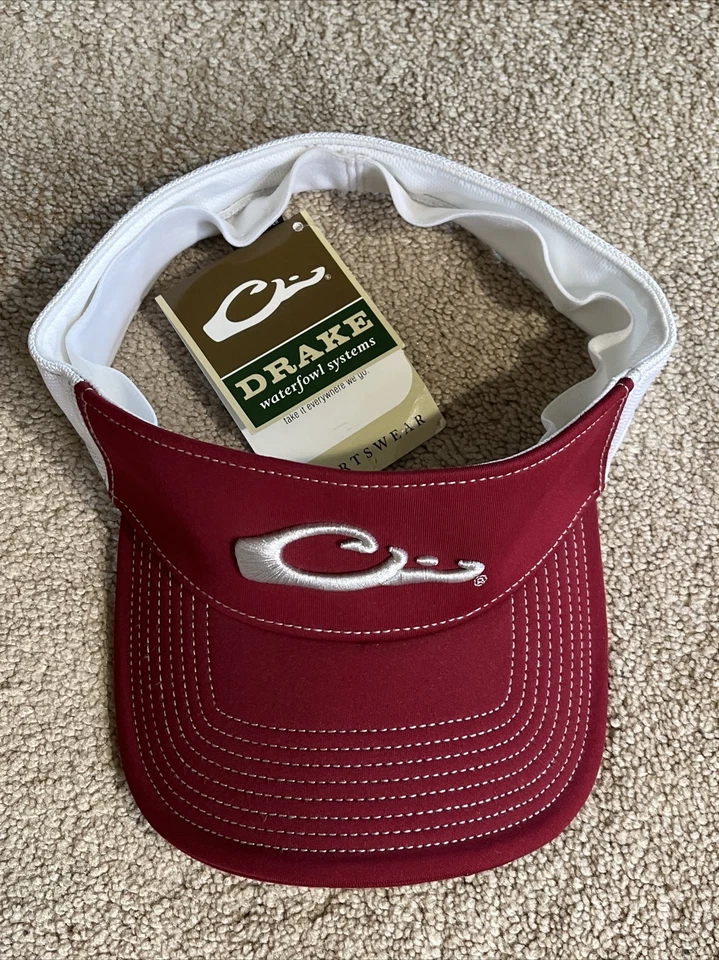 NEW DRAKE WATERFOWL SYSTEMS Visor Baseball Hat CRIMSON RED GRAY WHITE M/L MS $30 - Image 4 of 4