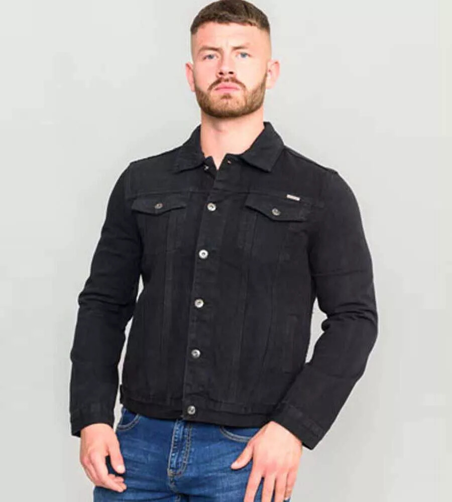 Duke Mens Black Western Style Trucker Denim Jacket S-XXL (130111-R
