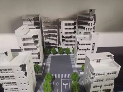 Railway Scenery City Ruin Building Abandoned Tall Office Scenes Model Toy