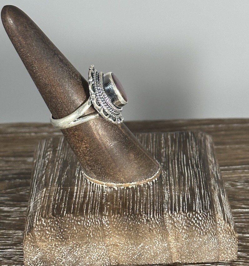 Raw Ruby 925 Sterling Silver With Scrollwork Deta… - image 2