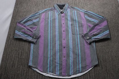 Zip Code VTG 90s Striped Button-down Shirt Men's Large 100% Cotton Grunge Faded