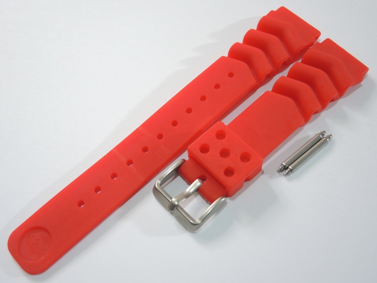 NEW 20MM RED SILICONE RUBBER STRAP SEIKO DIVERS MEDIUM SKX013