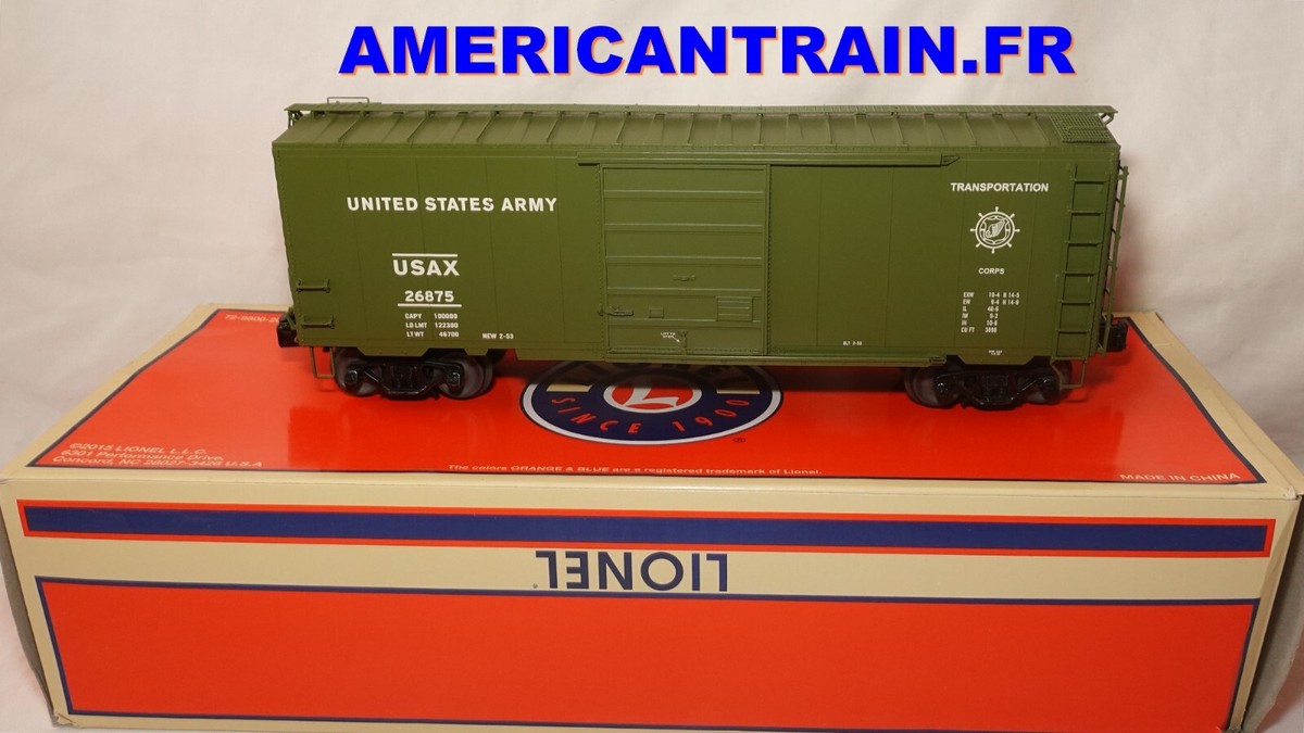 Wagon US Army PS-1 BoxCar Lionel - Échelle O - 3 Rails - Métal/Plastique
