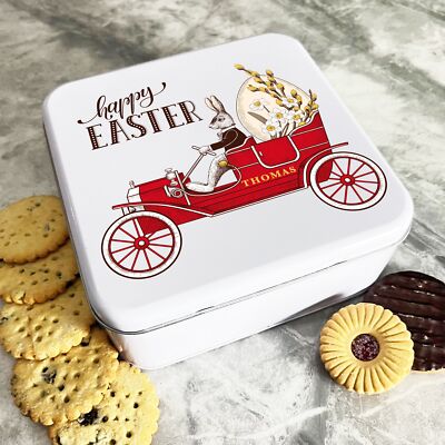 Retro Osterhase rot Oldtimer personalisiert Geschenk Keks Süßigkeiten Leckerli Dose