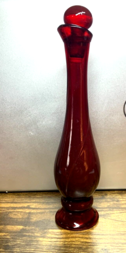 Avon Ruby Red Bud Vase * Top Glass Cork Stopper * Cotillion Cologne * Empty - Picture 1 of 6