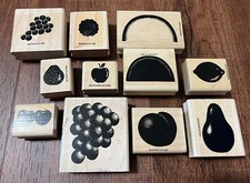 90s Rubber Stamp Lot of 11 Stamps Fruits